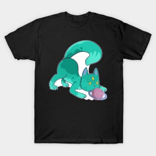 Space Cat - Alien Blue Green T-Shirt